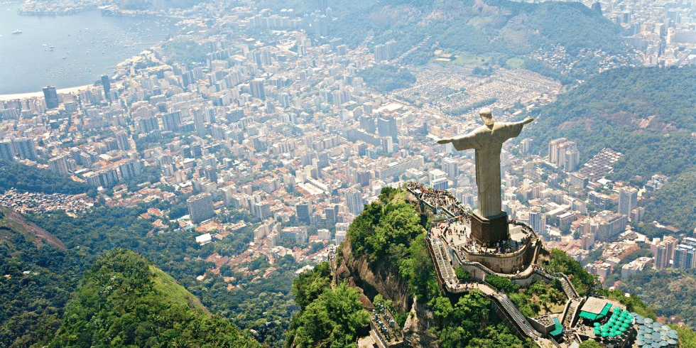 Imagem aérea do Cristo Redentor.