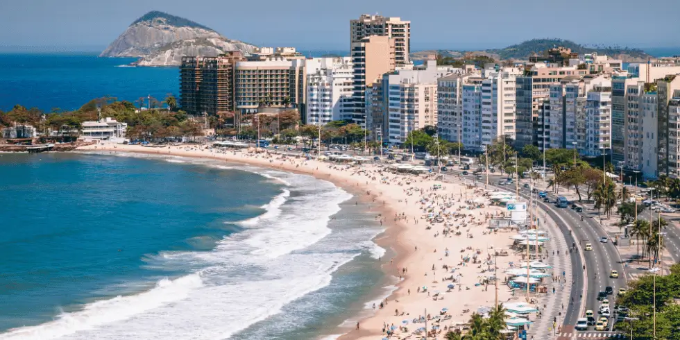 Imagem panorâmica da praia de Copacabana