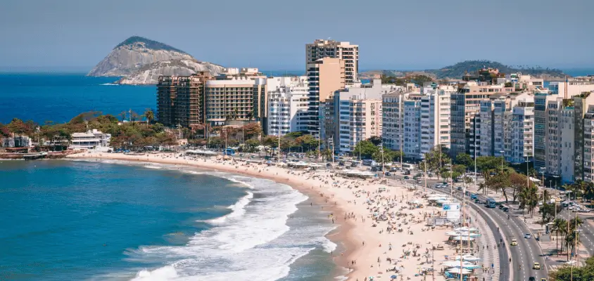 Imagem aérea da praia de Copacabana.